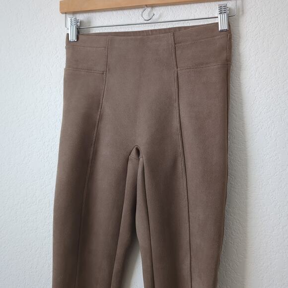 Spanx Womens Pants XS Faux Suede Piping Ankle Leggings Brown Caramel - Picture 5 of 6